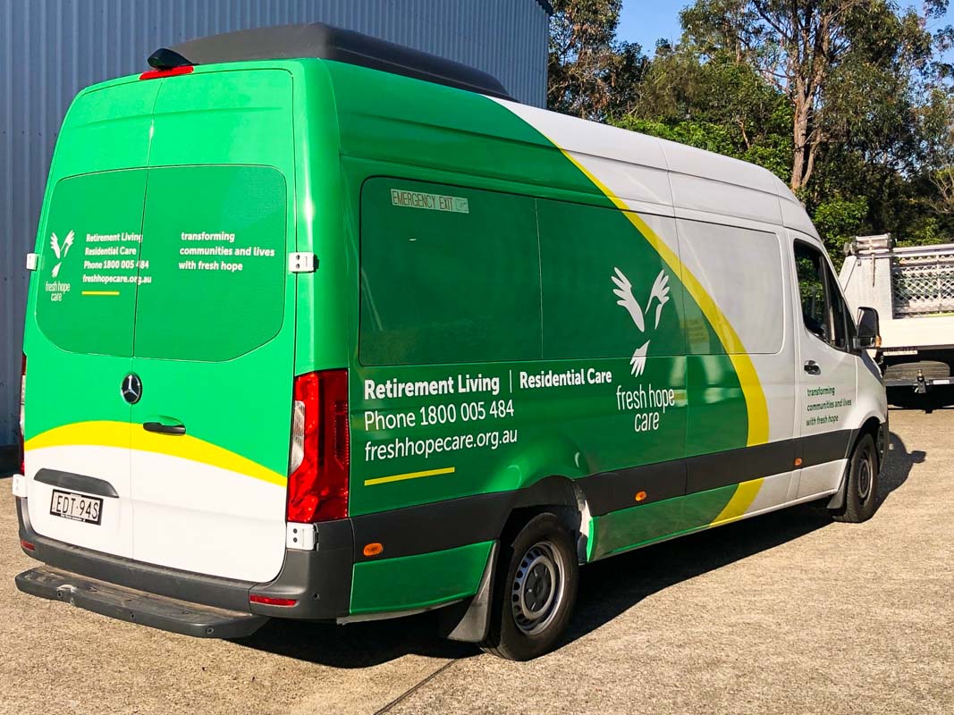 Vehicle signage for a van in Cardiff Newcastle area