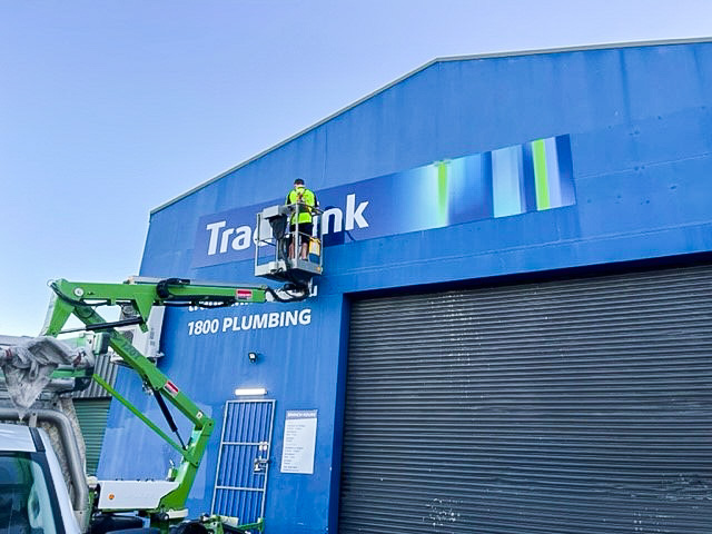 sign writing cardiff newcastle Retail shop external signage installation in Cardiff Tradelink Bordmeadow Signage Install