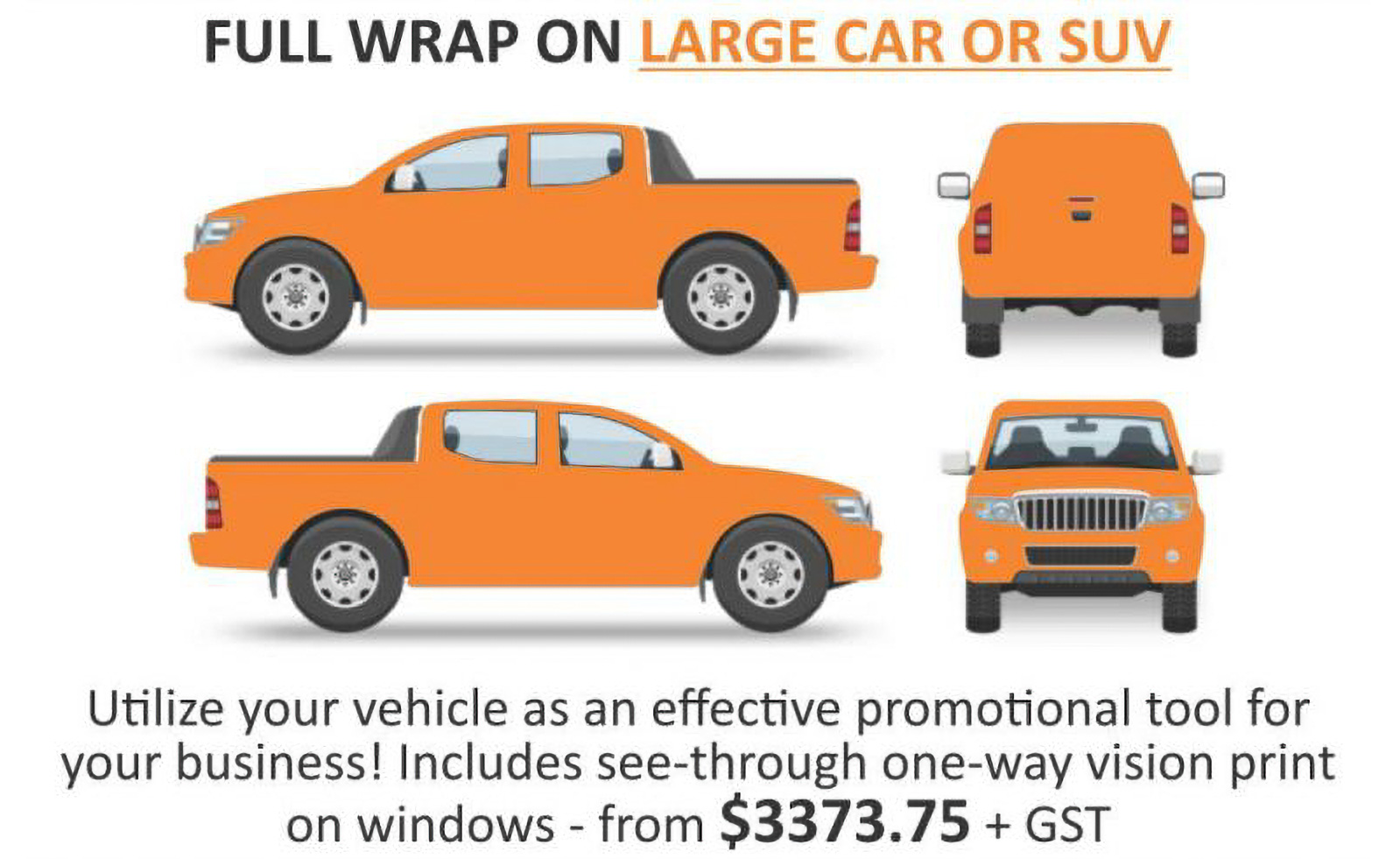 Full wrap vehicle signage pricing for large car or suv in Newcastle