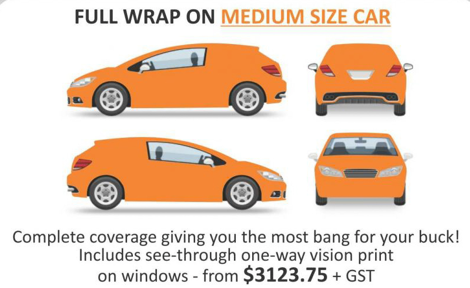 Full wrap vehicle signage pricing for medium car in Newcastle