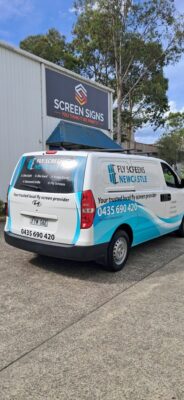 van wrap newcastle fly screens rear branding signage
