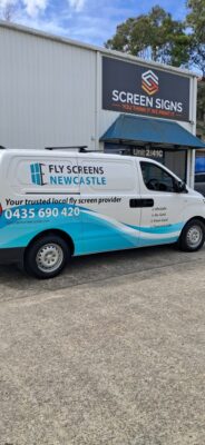 vehicle signage newcastle fly screens van wrap side view