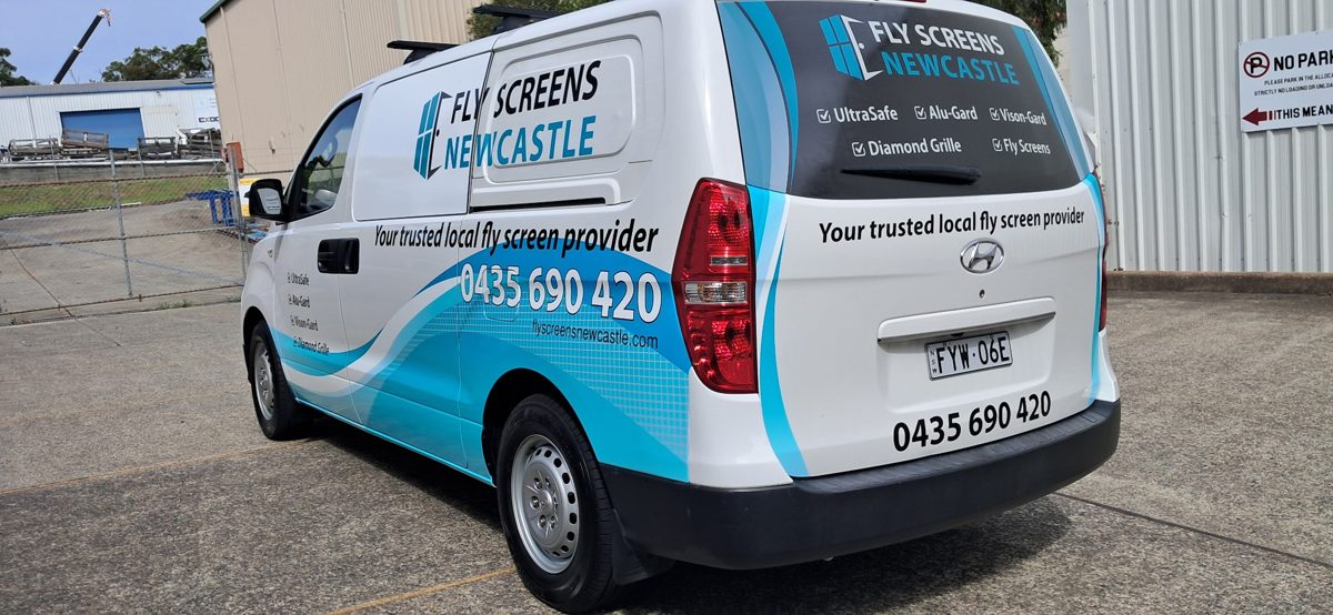 Signage installation vehicle signage newcastle phone number wrap fly screens 1